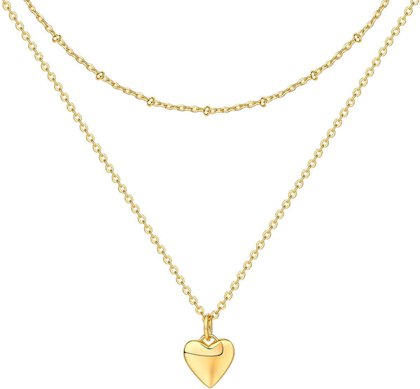 14K Gold Plated Layering Necklaces for Women, Cute Motif Pendants