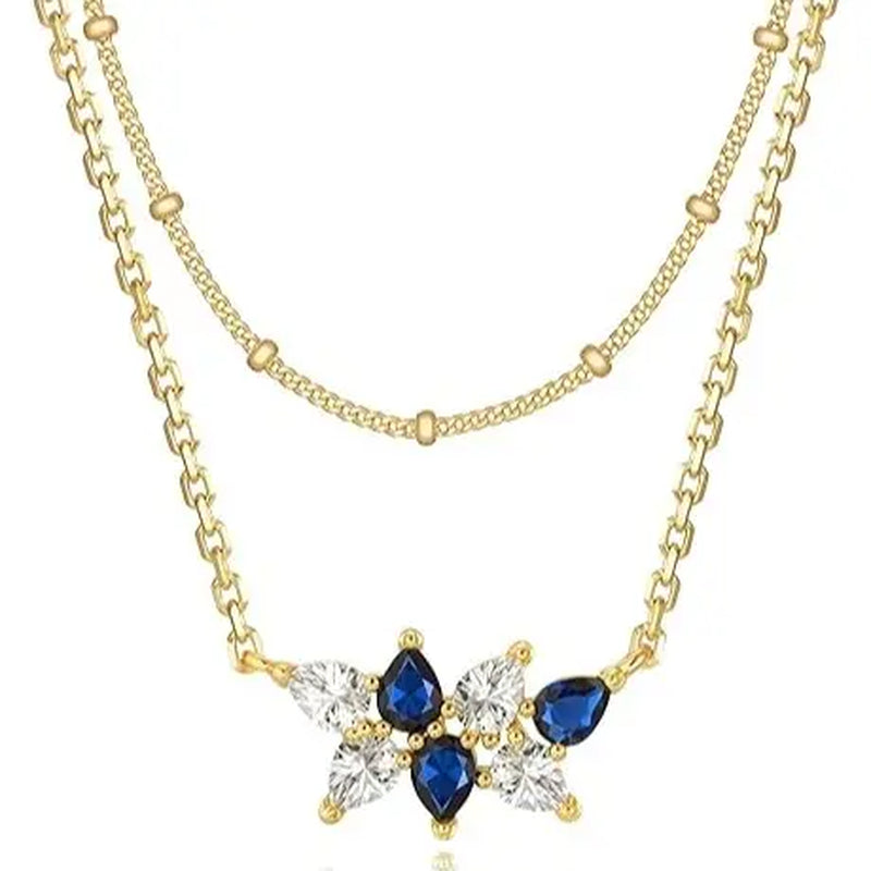 Women'S Gold-Plated Cubic Zirconia Layered Necklaces - Dainty Layering Jewelry with Paperclip Chain, Simple Choker Gift for Women