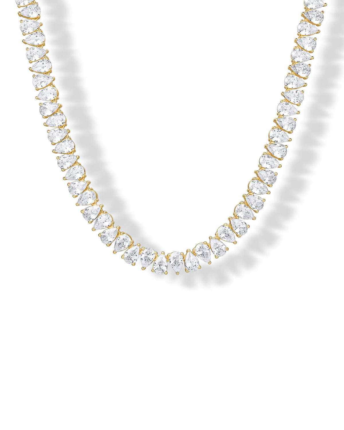 PAVOI 14K Gold Plated Pear Cubic Zirconia Tennis Necklace for Women – Tennis Chain Necklaces – Sizes 15" and 18"
