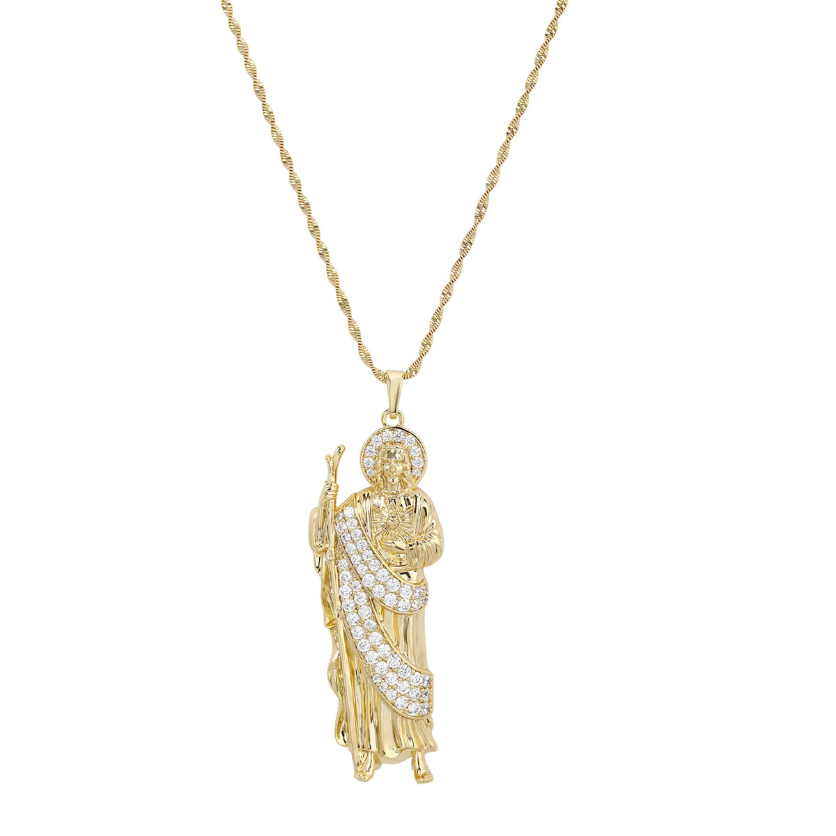 MYTYS San Judas Crystal Pendant Necklace, Gold Chain CZ Cubic Zircon Jewelry, Elegant Gift for Women
