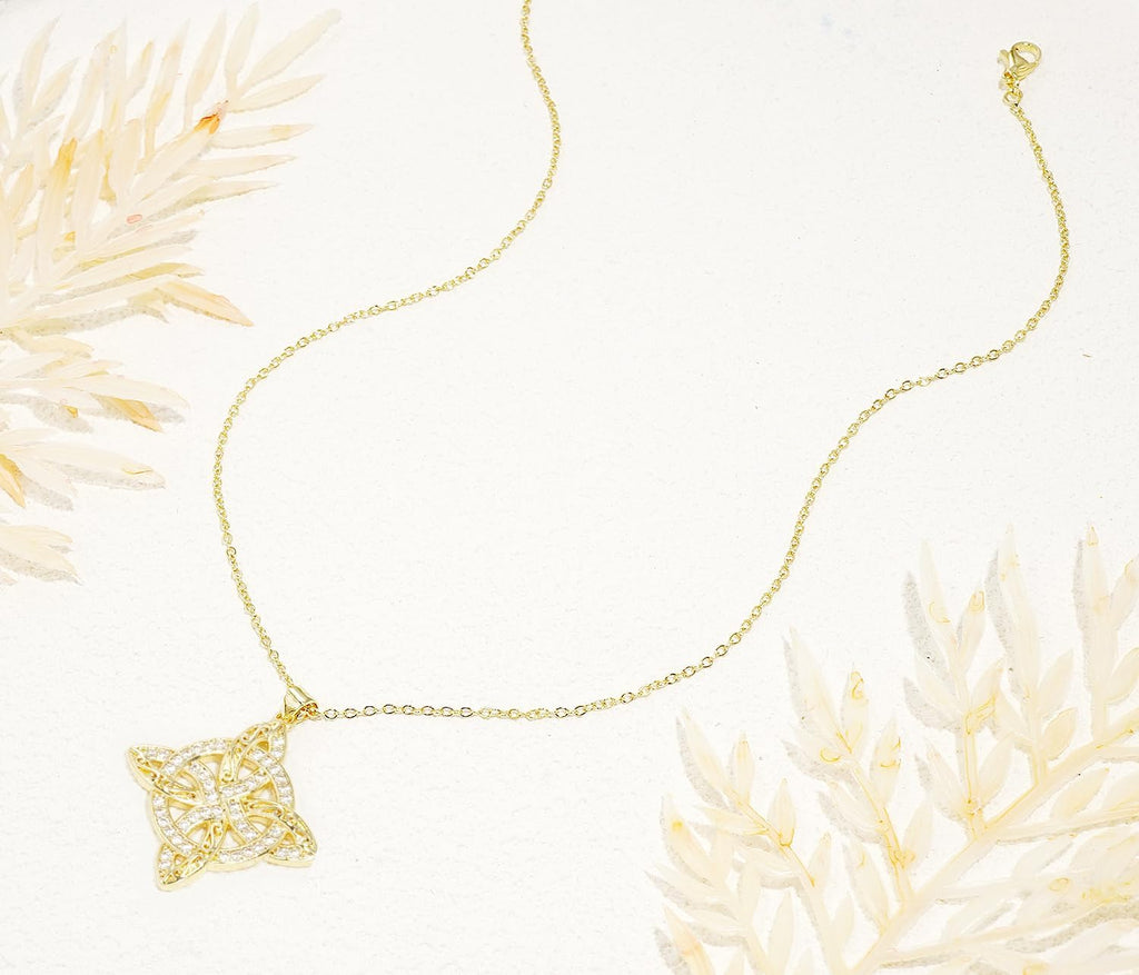 Pendant Necklace for Women Celtic Knot Necklaces 18K Gold Plate Witches Knot Necklace