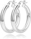 4Mm Thick Gold Chunky Earrings Steling Silver Post Hoops Earrings for Women Hollow Tube Hoops Earrings Thick Gold Hoop Earrings Hypoallergenic Lightweight Gold Hoop Large Earrings 20/30/40/50/60MM