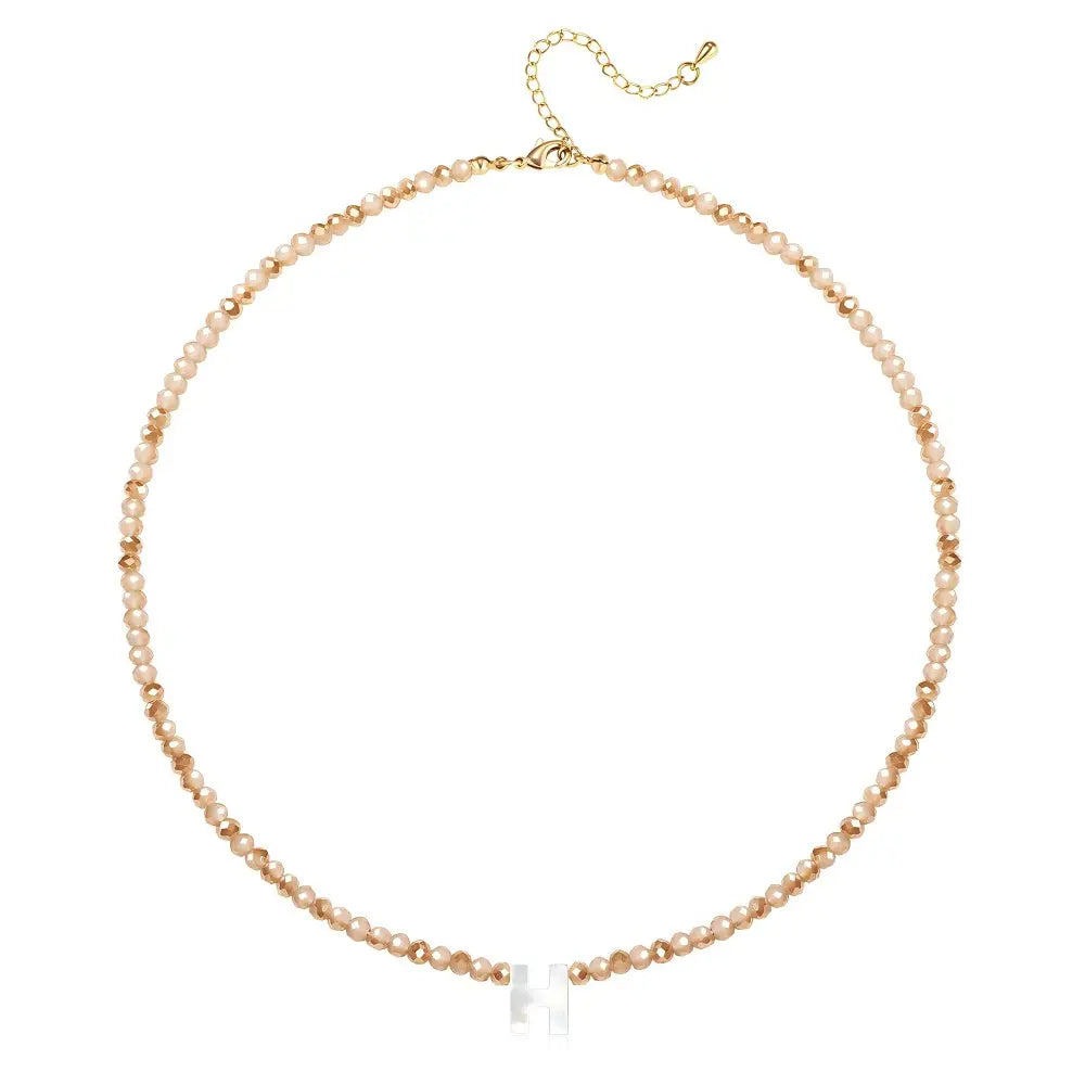 Pendant Necklaces for Women Initial Choker Necklace Beaded Shell Letter Bracelet Trendy Tiny A-Z Simple Jewelry