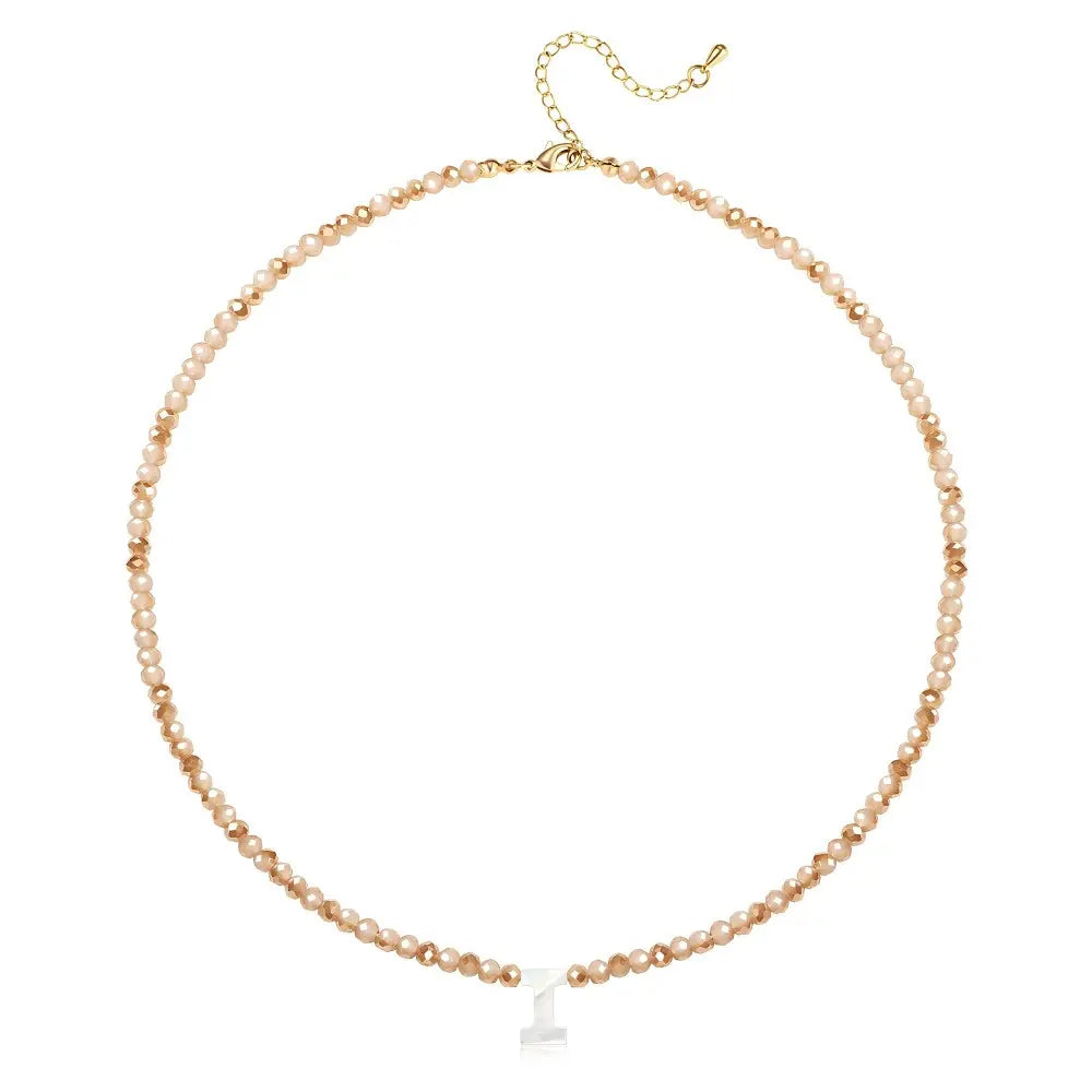 Pendant Necklaces for Women Initial Choker Necklace Beaded Shell Letter Bracelet Trendy Tiny A-Z Simple Jewelry