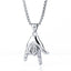 Men'S Individuality Hand Gesture Rock on Titanium Steel Pendant Necklace, Durable Steel Chain Necklaces, Ideal Music-Lover Gift