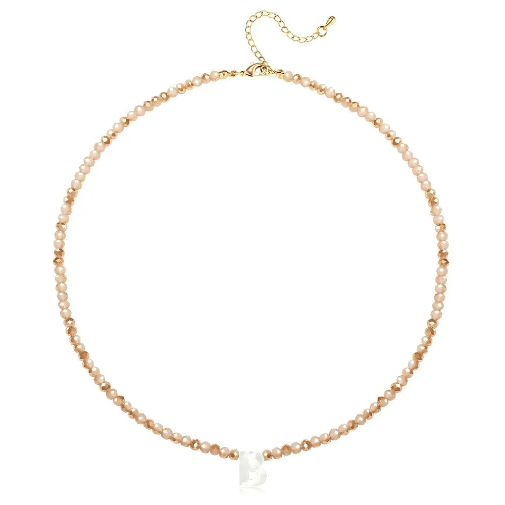 Pendant Necklaces for Women Initial Choker Necklace Beaded Shell Letter Bracelet Trendy Tiny A-Z Simple Jewelry