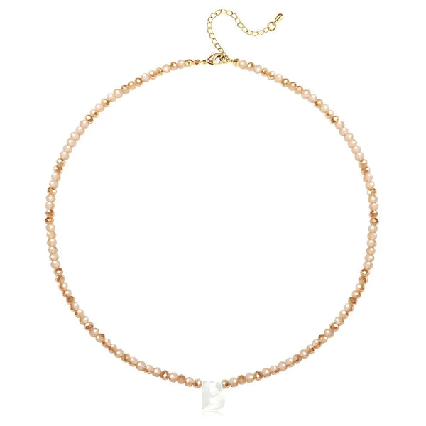 Pendant Necklaces for Women Initial Choker Necklace Beaded Shell Letter Bracelet Trendy Tiny A-Z Simple Jewelry