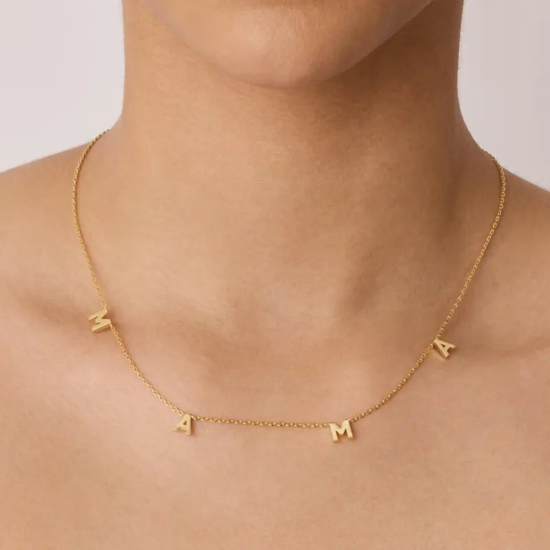 PAVOI 14K Gold Plated Mom Necklace for Women - Mama Pendant Necklaces Gold Jewelry Gift for Mothers Day - Trendy Pendant New Mom Jewelry with Cubic Zirconia, Heart, Bubble Letter