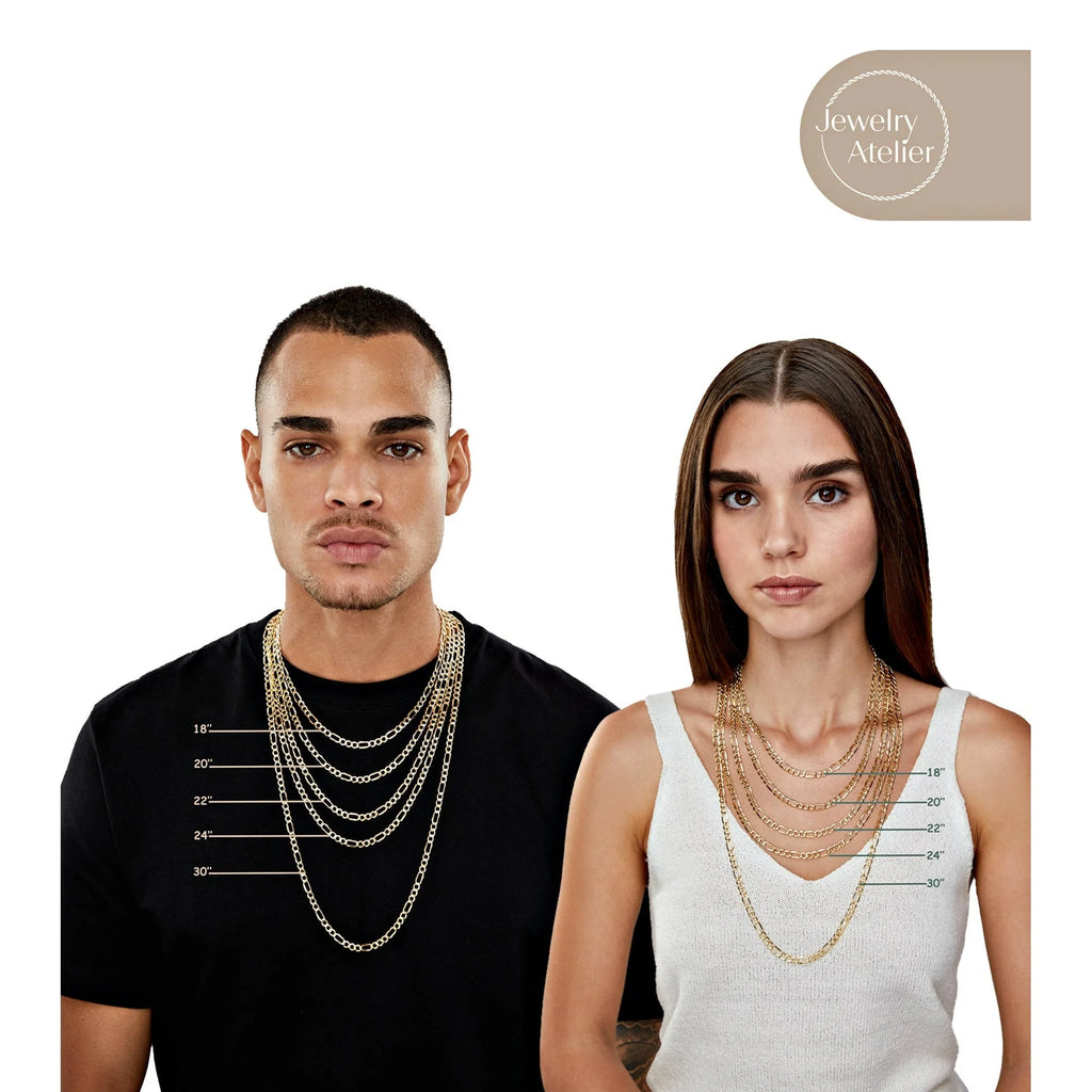 Gold Chain Necklace Collection - 14K Solid Yellow Gold Filled Figaro Chain Necklaces for Women and Men with Different Sizes (2.8Mm, 3.7Mm, 4.7Mm, 5.6Mm)
