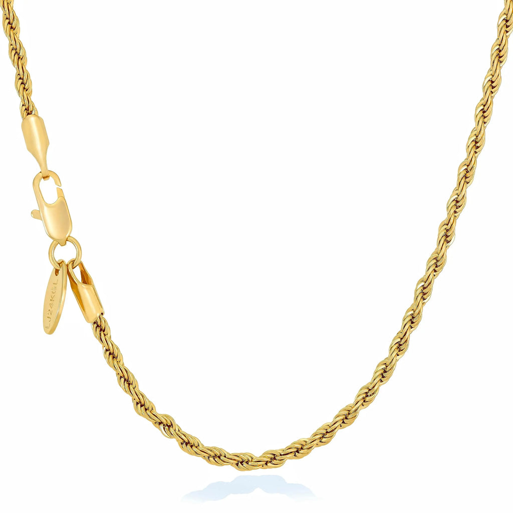 LIFETIME JEWELRY 2Mm Gold Rope Chain for Men & Women 24K Real Gold Plated Diamond Cut Gold Necklace for Women & Necklace for Men 14 to 36 Inch | Gold | White Gold (14 Inches, Gold)
