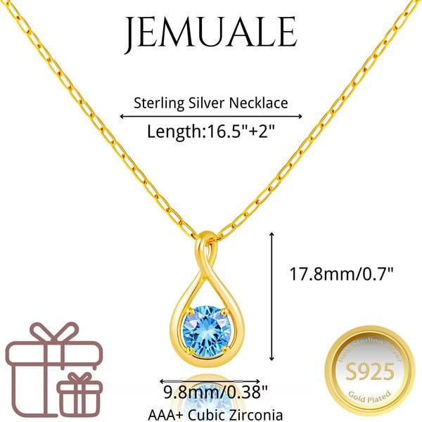Birthstone Necklaces for Women Sterling Silver Dainty Infinity Necklace Diamond Pendant Necklaces Trendy Gold Jewelry