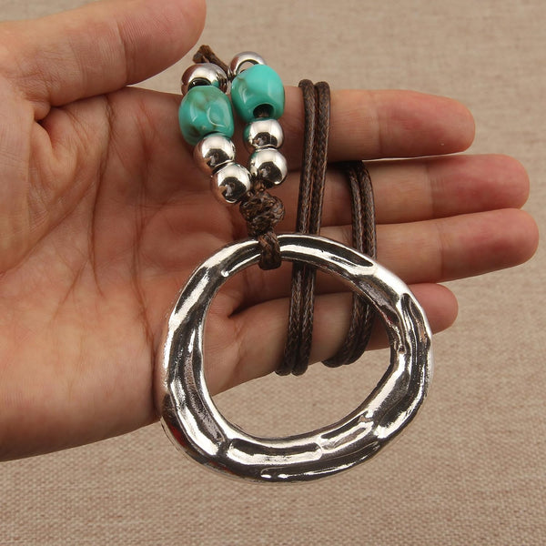 Boho Necklaces for Women Chunky Circle Necklace Bohemian Necklaces