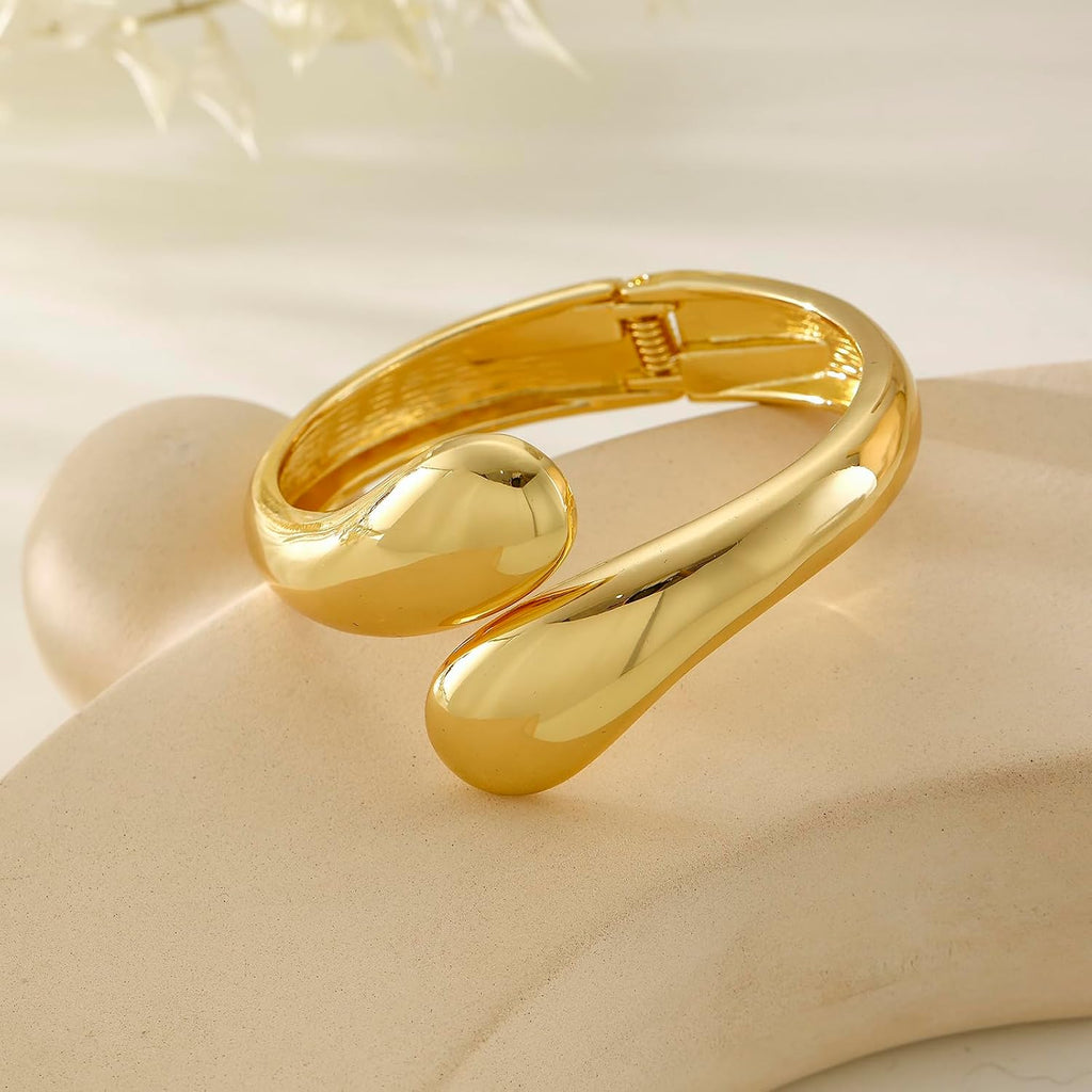 Bangle Bracelets for Women | 14K Gold Plated Trendy Wide Bracelets