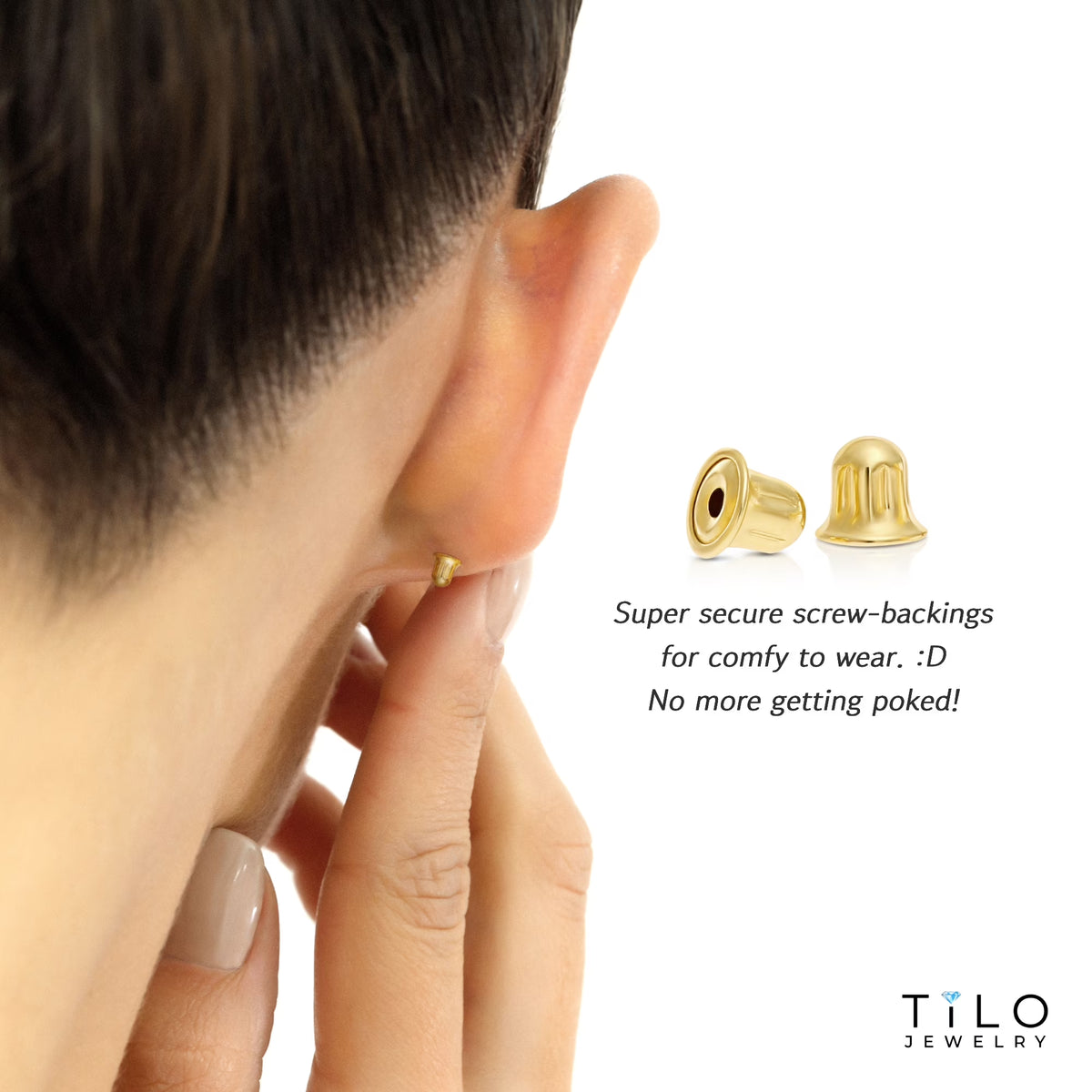 14K Yellow Gold Classic Polished Love Knot Stud Post Earrings with Secure Screw-Backs | 7MM | Women & Unisex