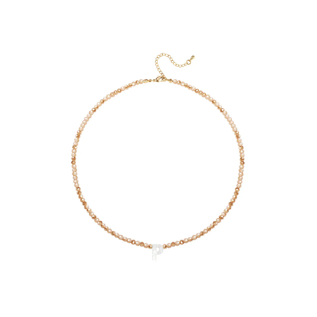 Pendant Necklaces for Women Initial Choker Necklace Beaded Shell Letter Bracelet Trendy Tiny A-Z Simple Jewelry