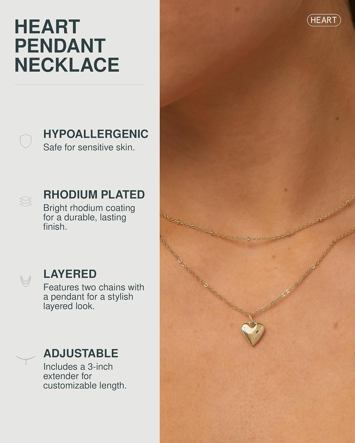 14K Gold Plated Layering Necklaces for Women, Cute Motif Pendants