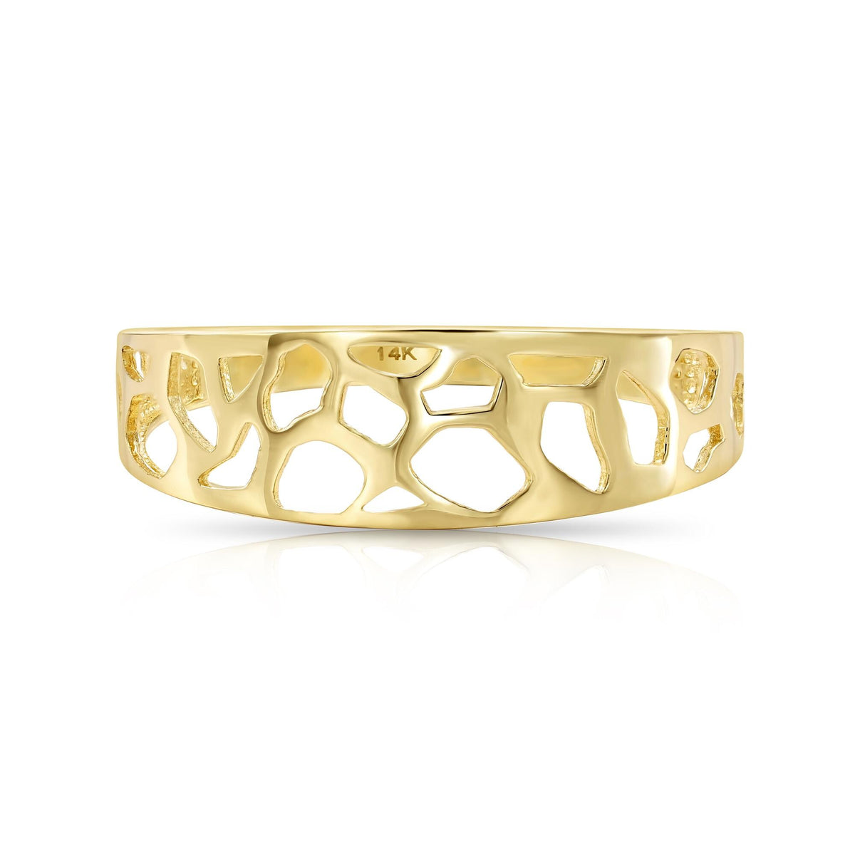 Solid 14K Gold Openwork Ring, 14K Yellow Gold Stackable Ring, Gift for Her, Unique Design Ring, Gift for Her, by TILO Jewelry