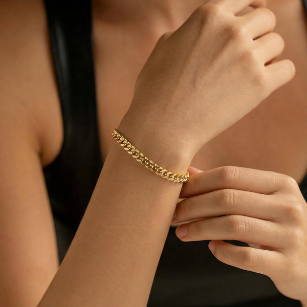 14K Gold Bracelets for Women Men 4.7Mm Cuban Bracelet for Women