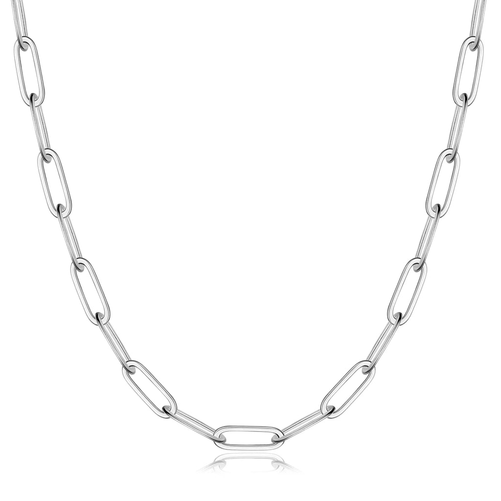 925 Sterling Silver Clasp 3/4/5Mm Paperclip Link Chain Necklace for Women Diamond Cut 16/18/20/22/24/26/30 Inch