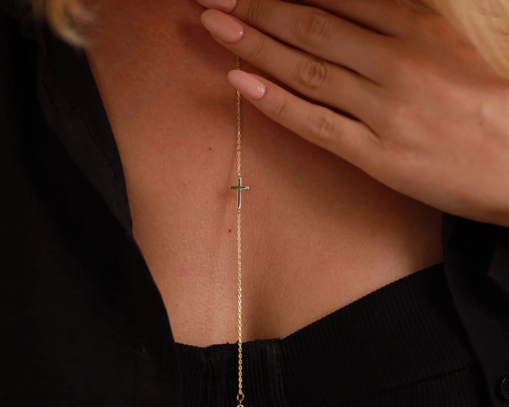 14K Gold Cross Bracelet - Dainty Cross Jewelry - Religious Bracelet - Cross Bracelet Women, Christian Gifts for Women - Communion Gift