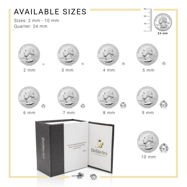 Women Stud Earrings Cubic Zirconia Silver Stainless Steel Jewelry round 6 Mm