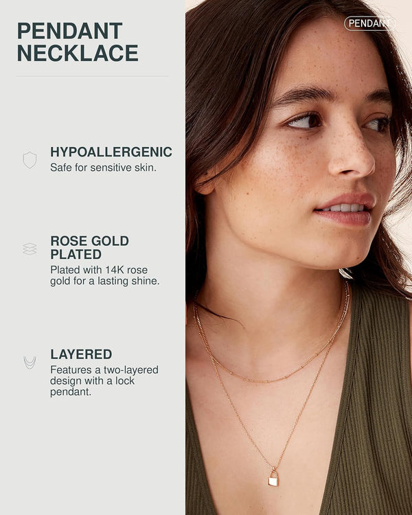 14K Gold Plated Layering Necklaces for Women, Cute Motif Pendants