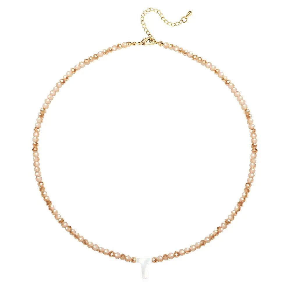 Pendant Necklaces for Women Initial Choker Necklace Beaded Shell Letter Bracelet Trendy Tiny A-Z Simple Jewelry