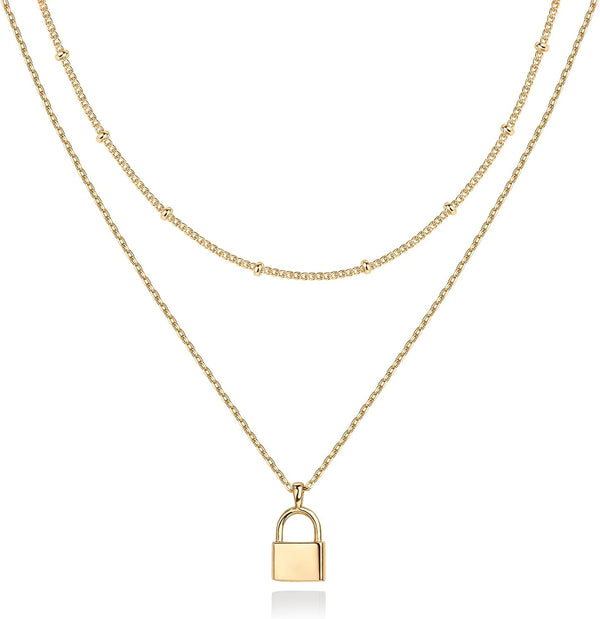14K Gold Plated Layering Necklaces for Women, Cute Motif Pendants