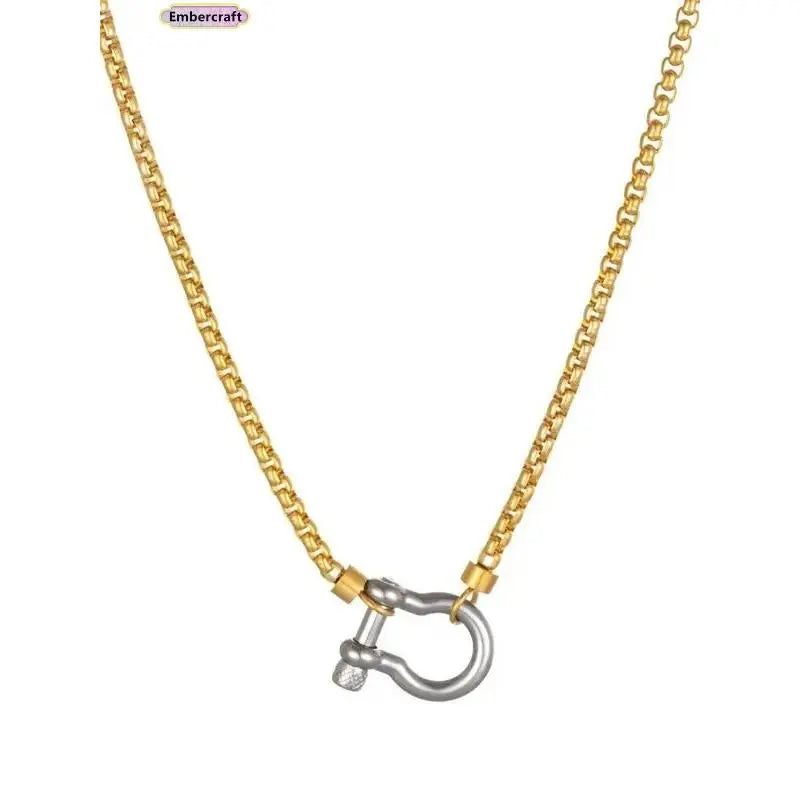 Dual-Color Layered Gold Steel Chunky Chain Necklace - Unisex Gold Aesthetic Chain Jewelry Necklaces, Waterproof, Non-Tarnish, Oxidation and Color Fading Resistant, Chunky Clasp, Daily Wear Costume Jewelry, Chunky Gold Tone Necklaces,Sohochic