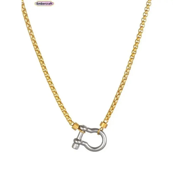 Dual-Color Layered Gold Steel Chunky Chain Necklace - Unisex Gold Aesthetic Chain Jewelry Necklaces, Waterproof, Non-Tarnish, Oxidation and Color Fading Resistant, Chunky Clasp, Daily Wear Costume Jewelry, Chunky Gold Tone Necklaces,Sohochic
