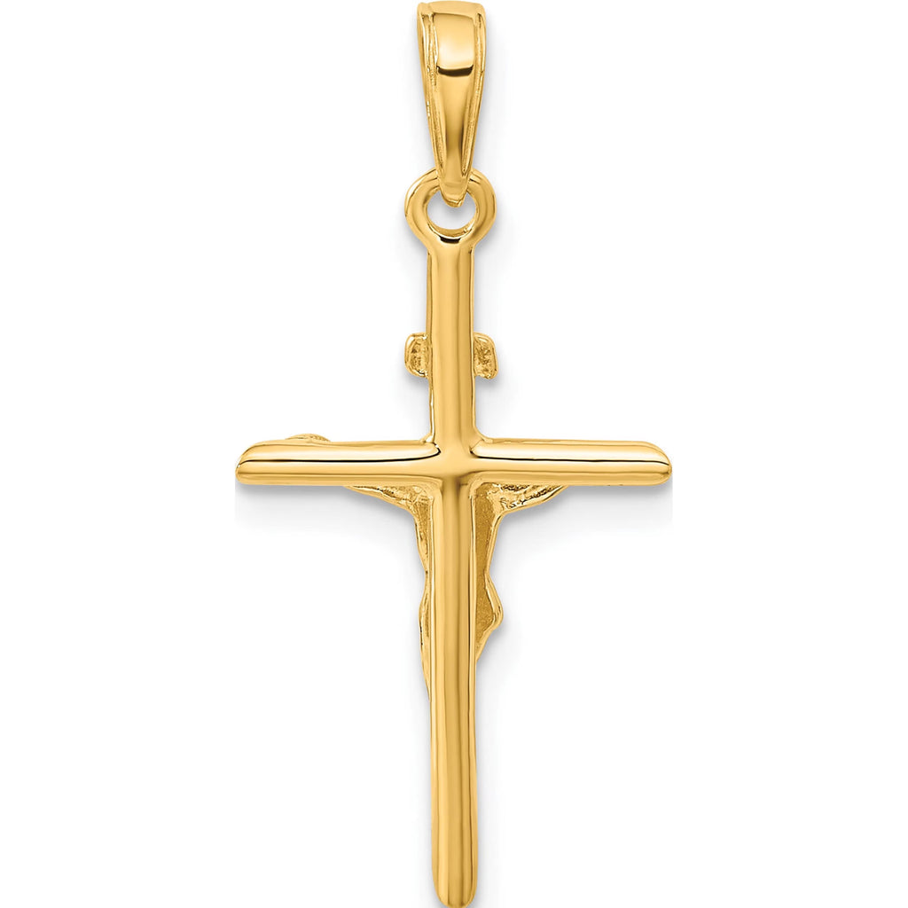 14K Yellow Gold Stick Style Crucifix Pendant