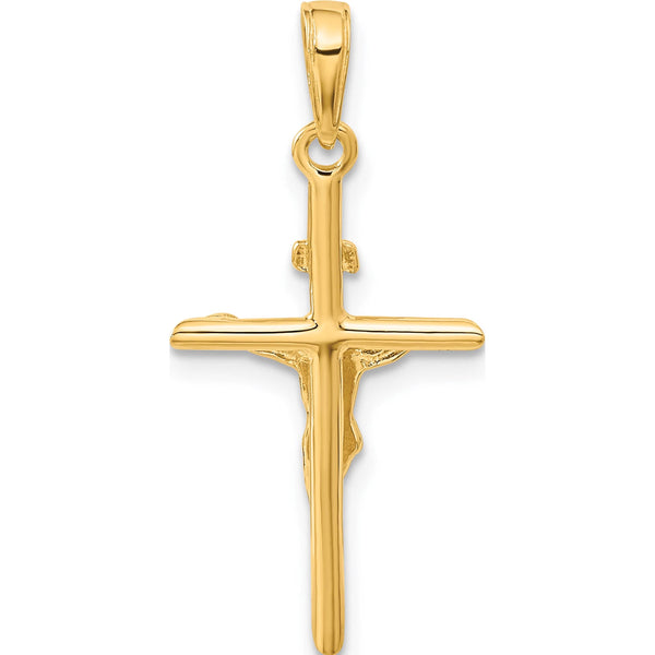 14K Yellow Gold Stick Style Crucifix Pendant