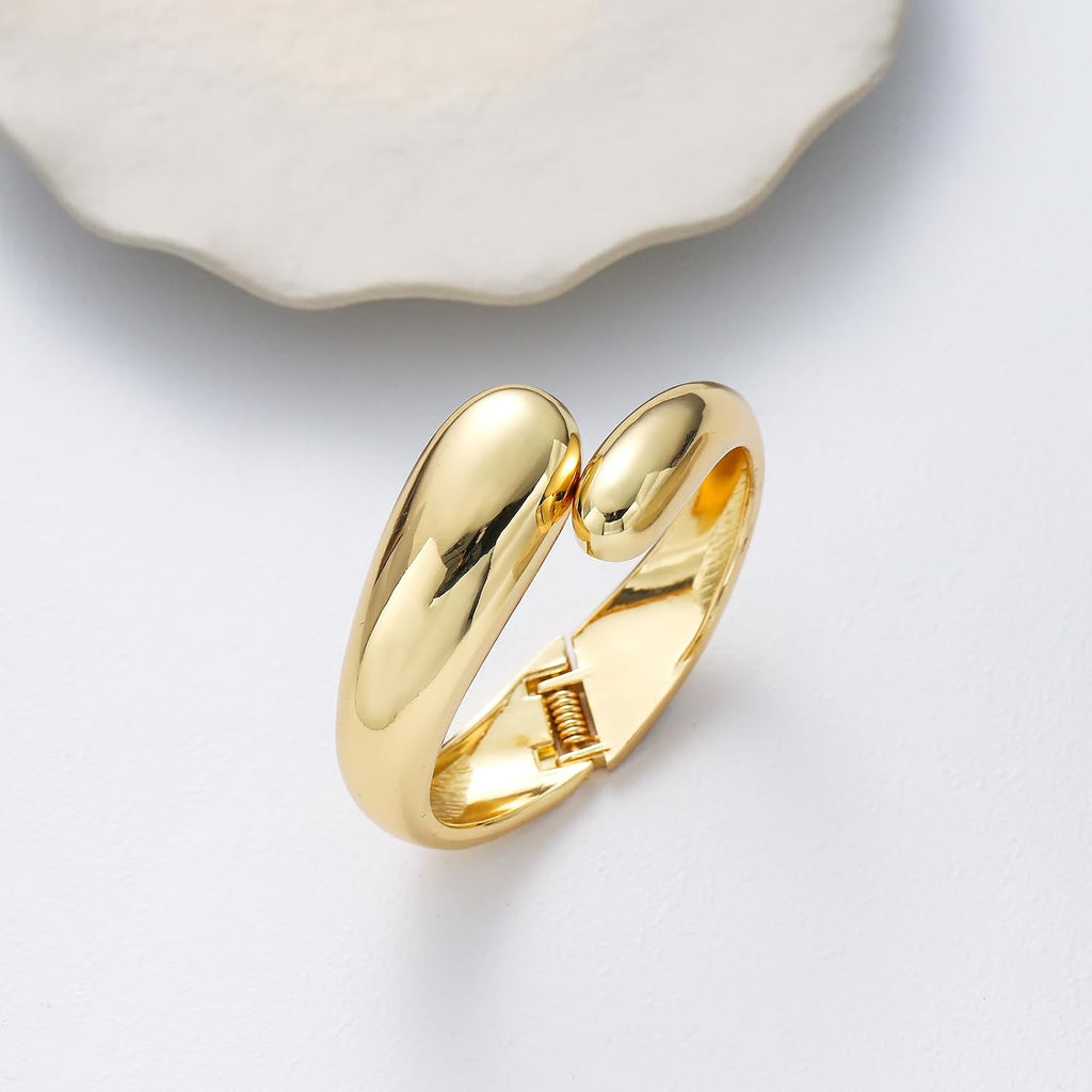Bangle Bracelets for Women | 14K Gold Plated Trendy Wide Bracelets