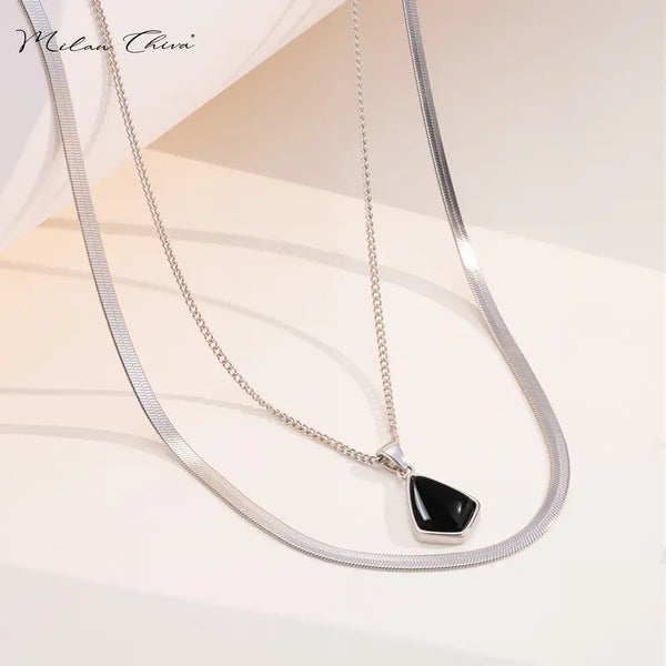 Milan Chiva Women'S 14K Gold Necklace - Dainty Cubic Zirconia Fashion Pendant Chain Jewelry for Wedding, Girl, Birthday, Adults