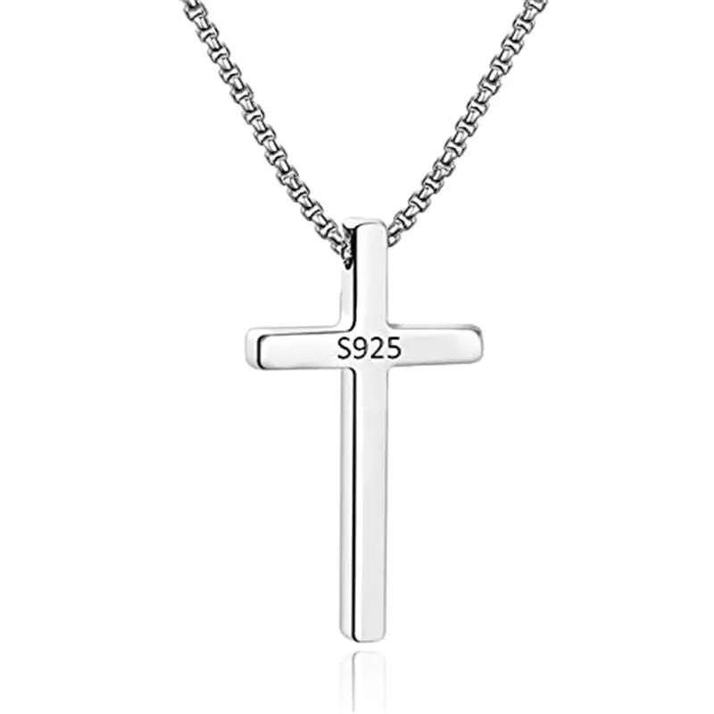Men'S Stainless Steel Plain Cross Pendant Necklace in Black/Silver/Gold, Box Chain 18 Inches