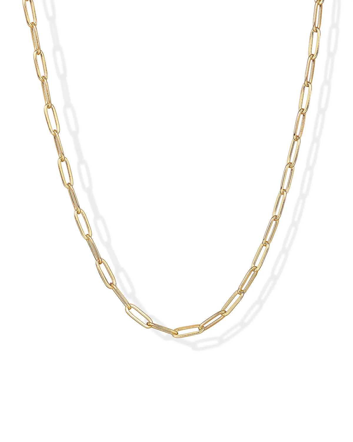 PAVOI 14K Gold Plated Paperclip Chain Necklaces for Women - Dainty Gold Jewelry Chain Necklace - Lightweight 20" Adjustable Link Chain Necklaces