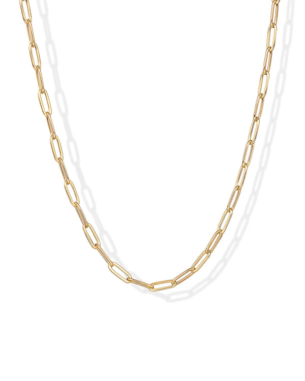 PAVOI 14K Gold Plated Paperclip Chain Necklaces for Women - Dainty Gold Jewelry Chain Necklace - Lightweight 20" Adjustable Link Chain Necklaces