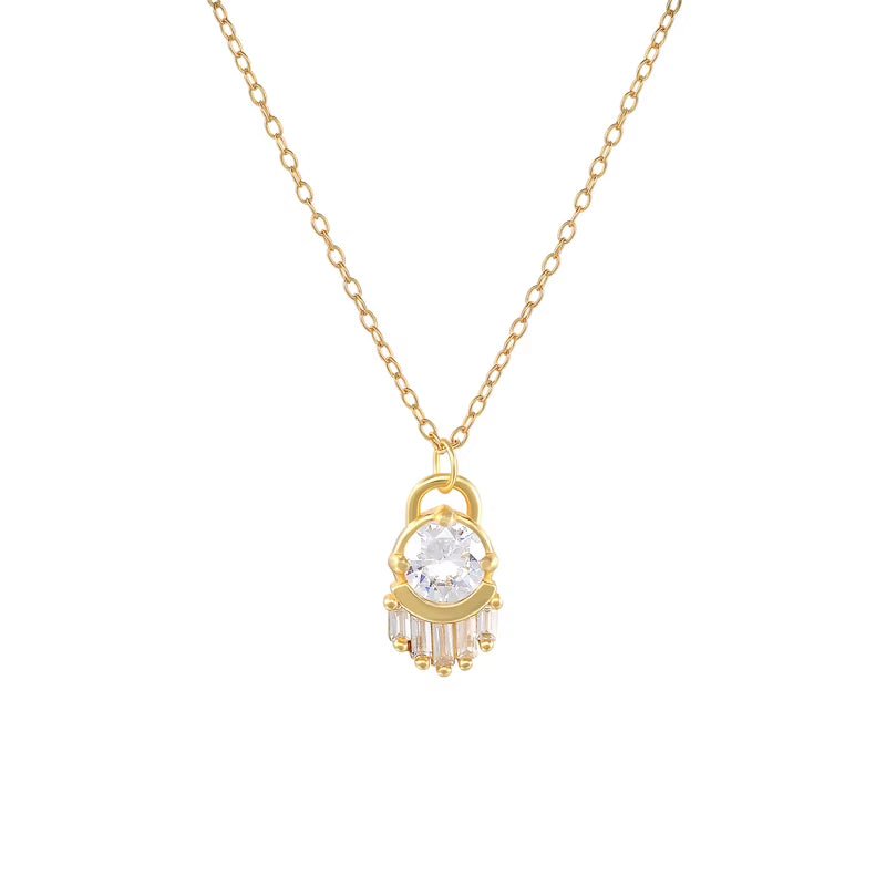 925 Sterling Silver Hand Pendant Necklace – Zircon Diamond Gold-Plated Jewelry - KARMARKA