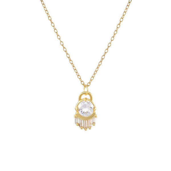 925 Sterling Silver Hand Pendant Necklace – Zircon Diamond Gold-Plated Jewelry - KARMARKA