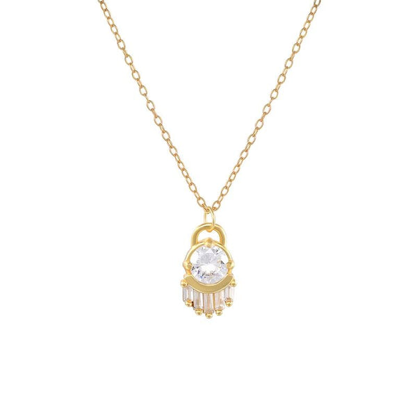 925 Sterling Silver Hand Pendant Necklace – Zircon Diamond Gold-Plated Jewelry - KARMARKA