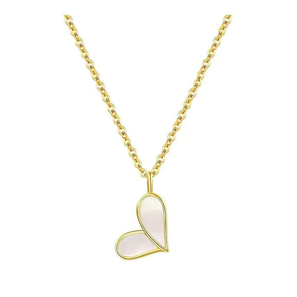 925 Sterling Silver Heart Shell Necklace – 18K Gold-Plated Chain for Women - KARMARKA