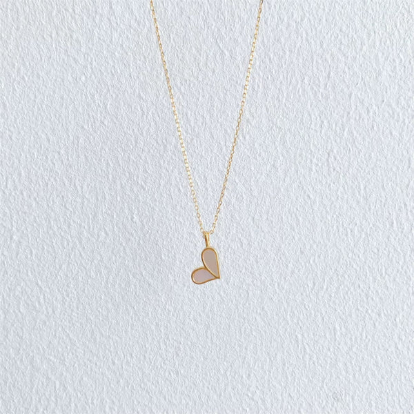 925 Sterling Silver Heart Shell Necklace – 18K Gold-Plated Chain for Women - KARMARKA