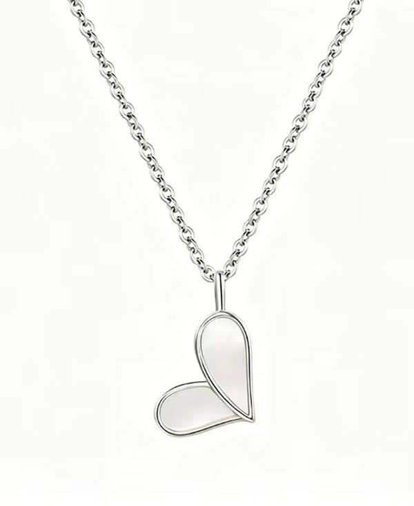 925 Sterling Silver Heart Shell Necklace – 18K Gold-Plated Chain for Women - KARMARKA