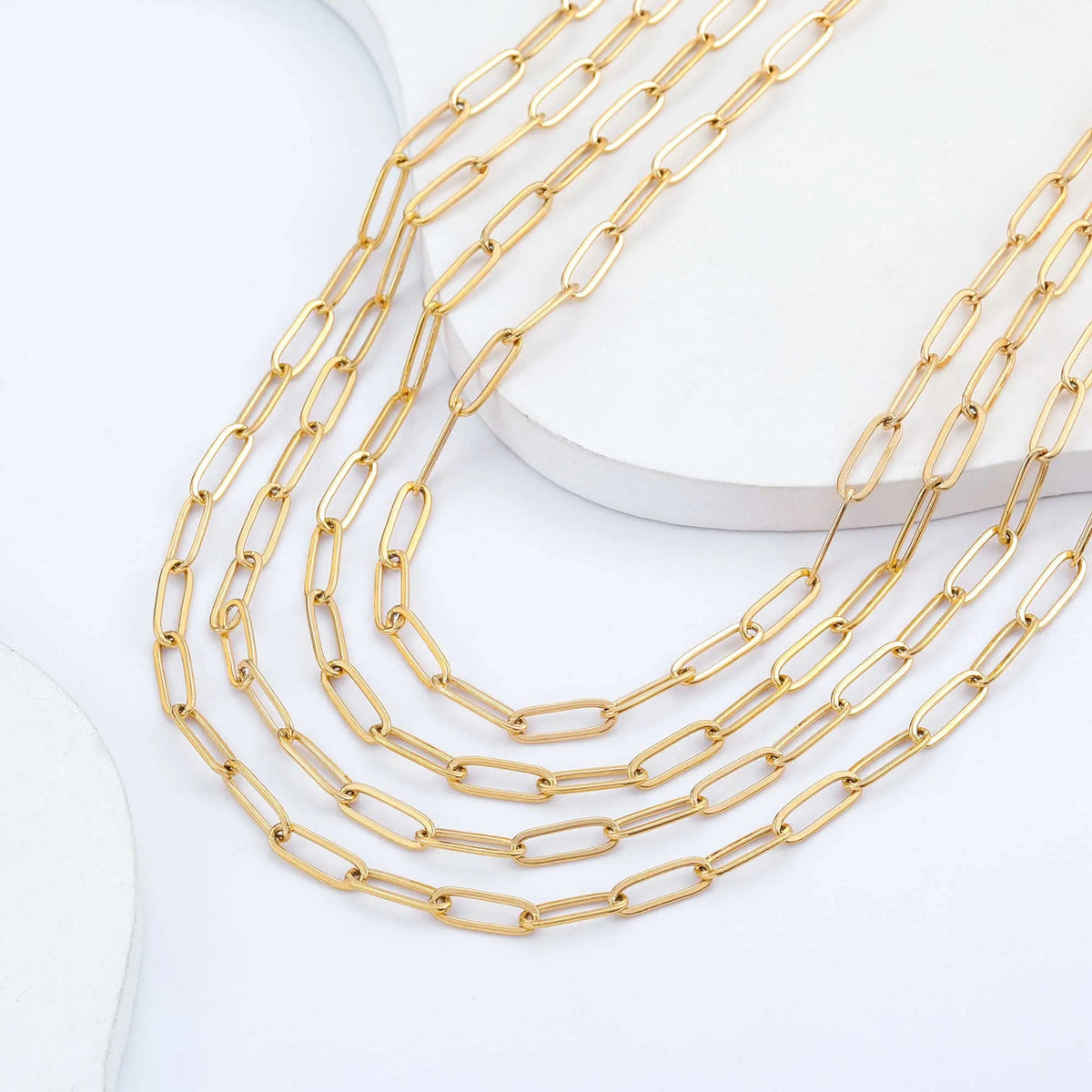 925 Sterling Silver Paperclip Chain Necklace – Diamond Cut, 3/4/5mm, 16–30" - KARMARKA