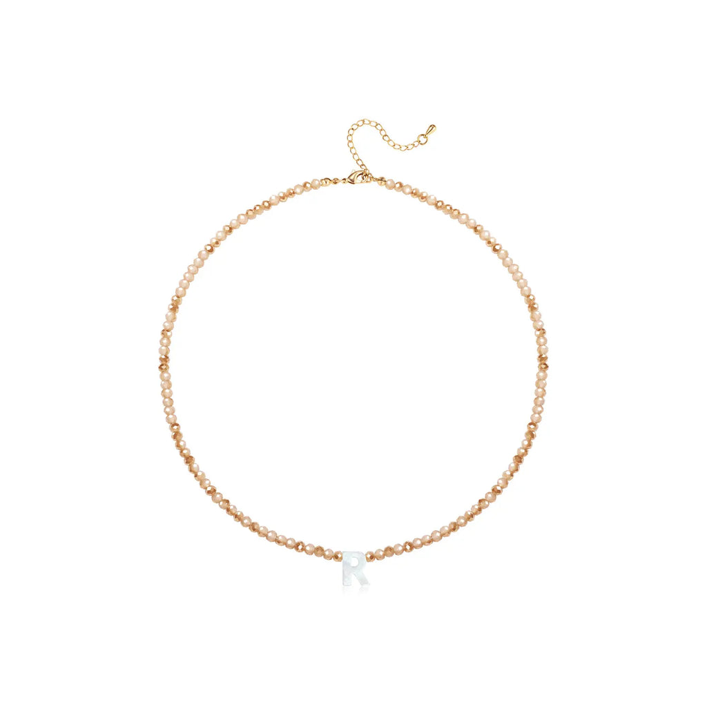 Pendant Necklaces for Women Initial Choker Necklace Beaded Shell Letter Bracelet Trendy Tiny A-Z Simple Jewelry