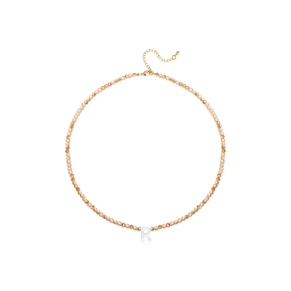 Pendant Necklaces for Women Initial Choker Necklace Beaded Shell Letter Bracelet Trendy Tiny A-Z Simple Jewelry