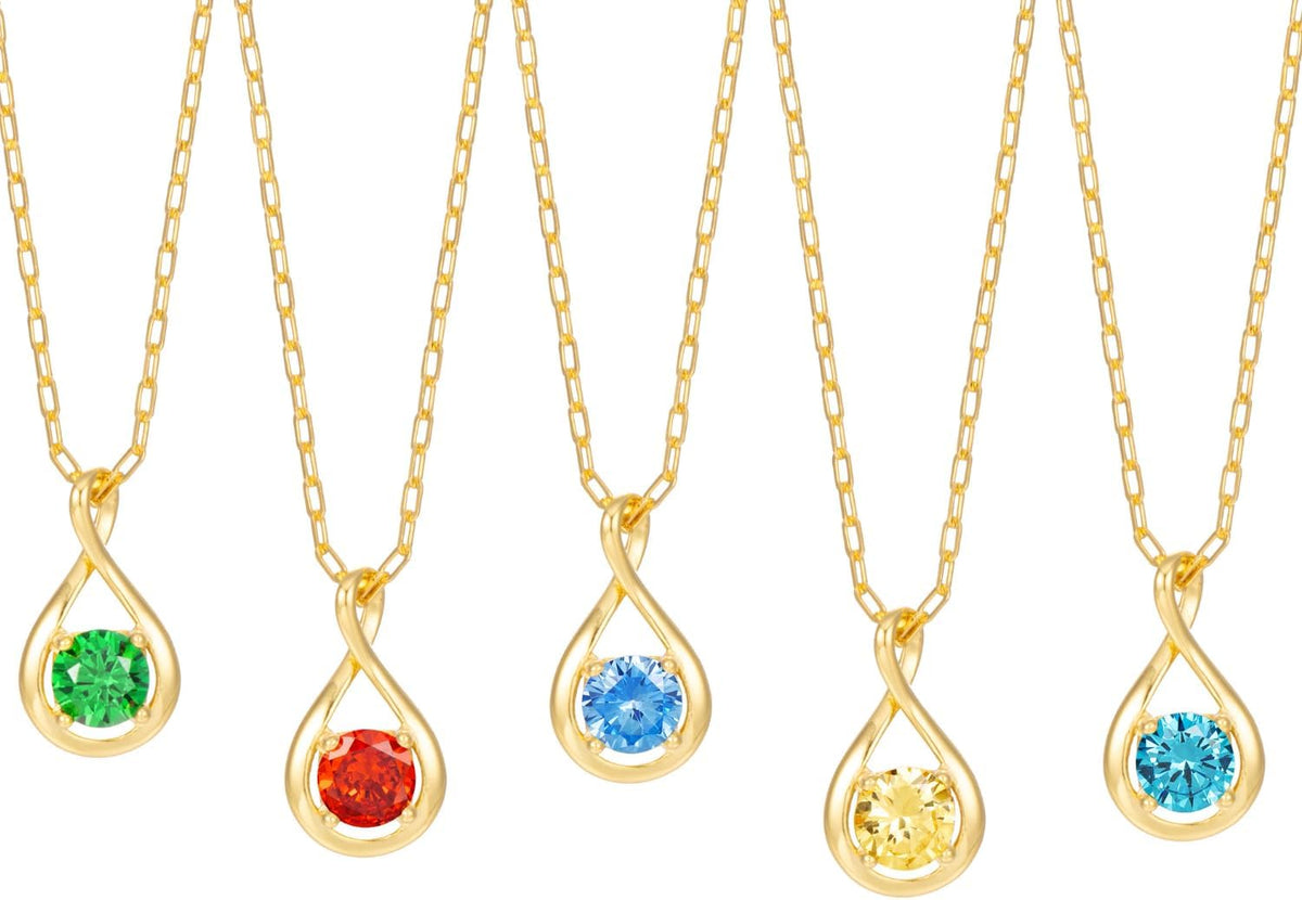 Birthstone Necklaces for Women Sterling Silver Dainty Infinity Necklace Diamond Pendant Necklaces Trendy Gold Jewelry