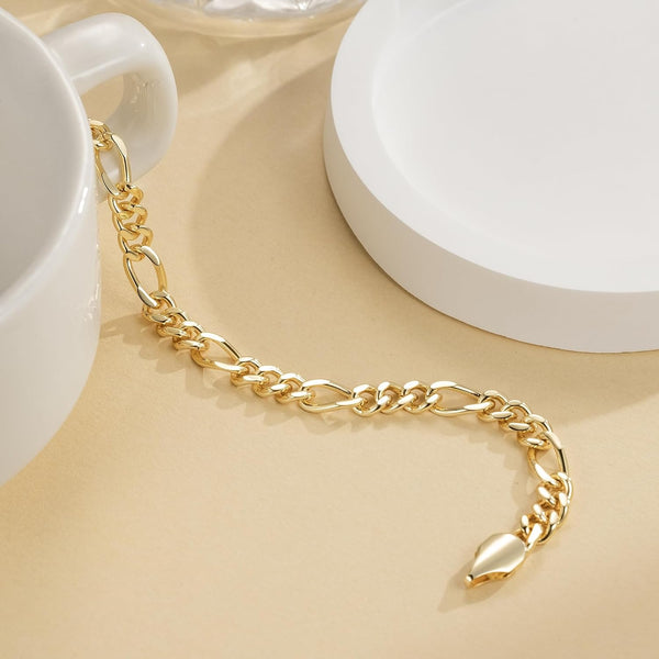 14K Gold Bracelets for Women 6.2Mm Figaro Gold Bracelets for Men