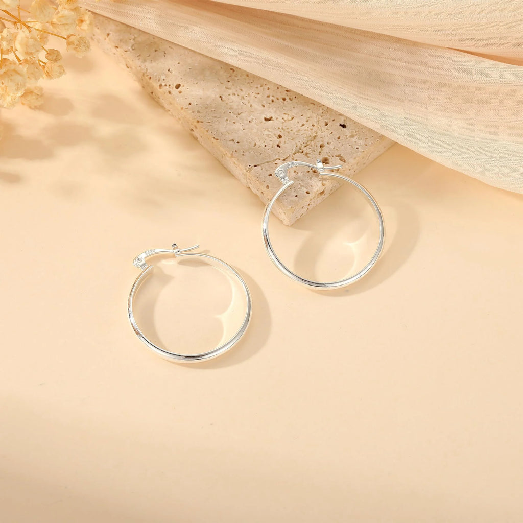 18K White Gold Plated Hoop Earrings for Women Big Chunky S925 Sterling Silver Post Hypoallergenic Earrings Birthday Graduation Jewelry Gifts Teen Her Mom Girlfriend Wife Adults Ideas 50Mm