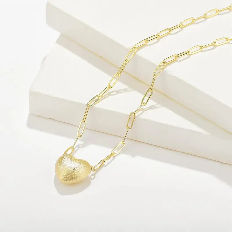 KWWLOTEE Puffy Heart Necklace Female Birthday